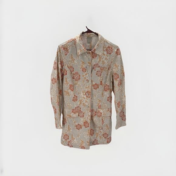 Sigrid Olsen Jackets & Blazers - Sigrid Olsen Sport Women’s Long Blazer Cream Orange Floral Size Small